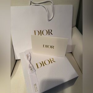 Dior White & Gold Pebbled Gift Set~includes large Dior bag, box, ribbon & card